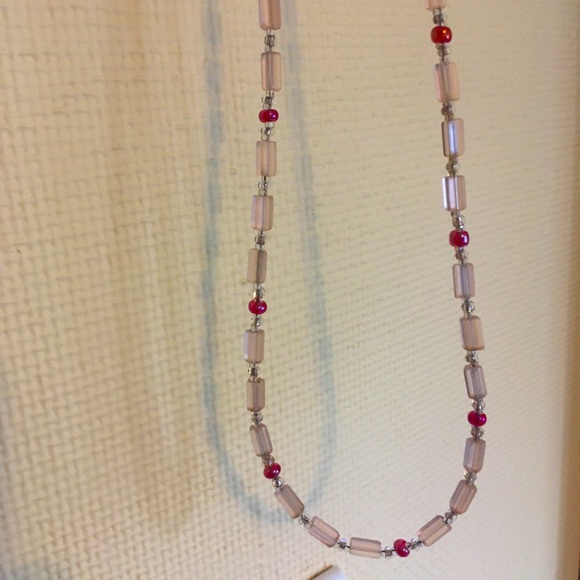 Pink & Red Glass Bead Necklace - Picture 4 of 4